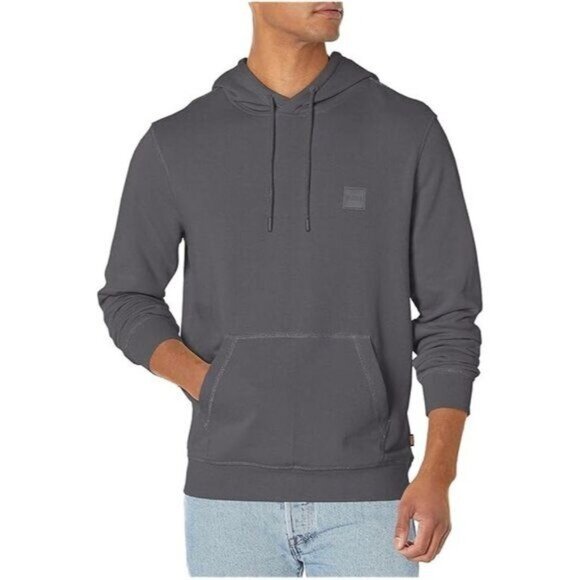 Hugo Boss Men's Contrast Center Logo Hooded Sweatshirt in Gray Size XXL - Picture 1 of 15